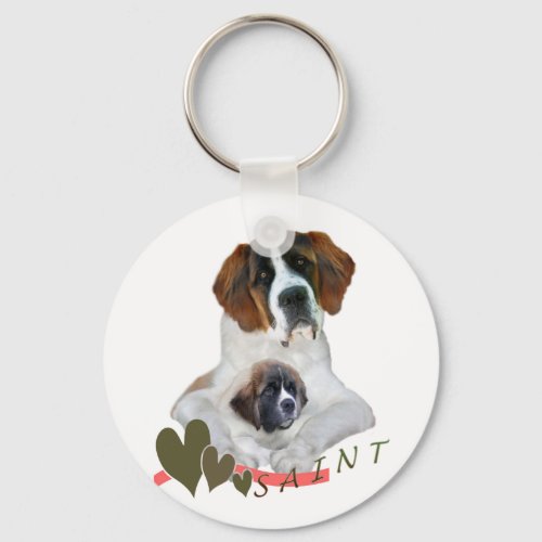 I Love My Saint Bernard Merchandise Keychain