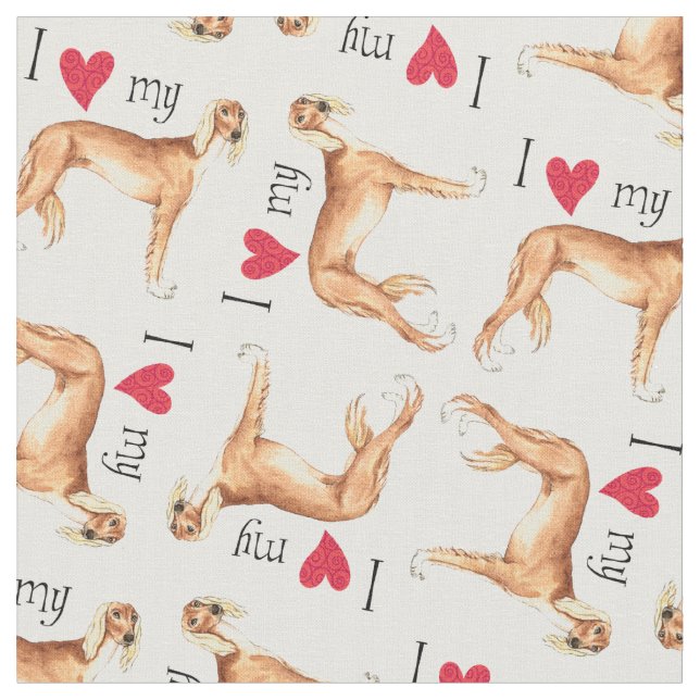 I Love my Saluki Fabric (Close Up)