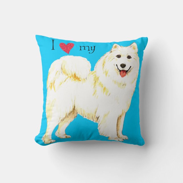 I Love my Samoyed Throw Pillow (Front)