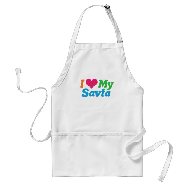 I Love My Savta Adult Apron (Front)