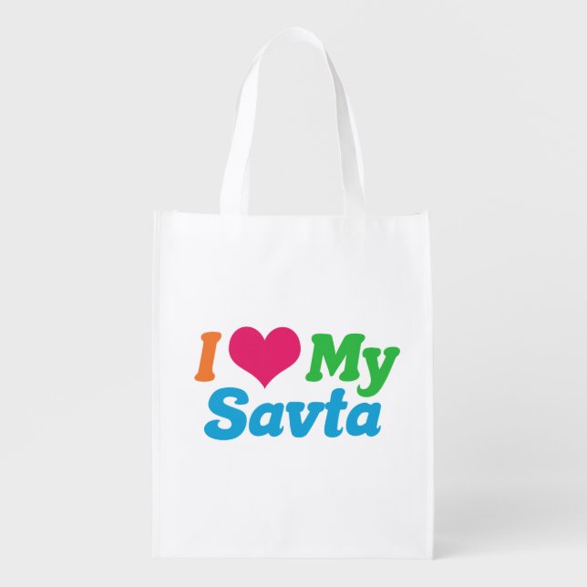 I Love My Savta Grocery Bag (Front)