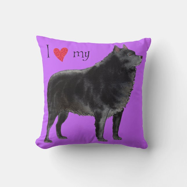 I Love my Schipperke Throw Pillow (Front)