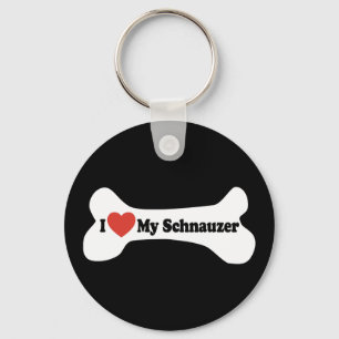 I Love My Schnauzer - Dog Bone Keychain