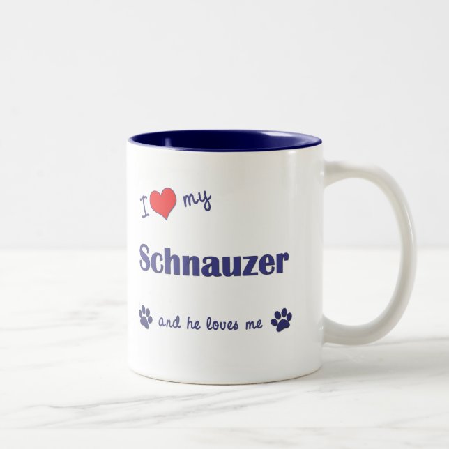 I Love My Schnauzer (Male Dog) Two-Tone Coffee Mug (Right)
