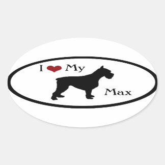 I Love My Schnauzer Oval Sticker
