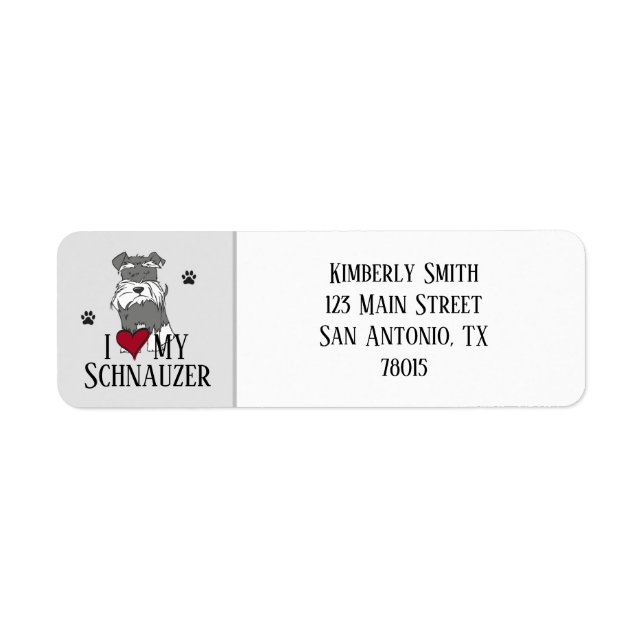 I Love My Schnauzer Return Address Label (Front)