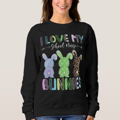 I Love My School Nurse Bunnies Teacher Leopard Bun Sweatshirt