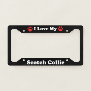 I Love My Scotch Collie Dog License Plate Frame