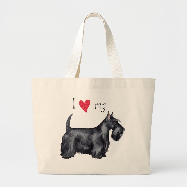 I Love my Scottie Large Tote Bag (Front)