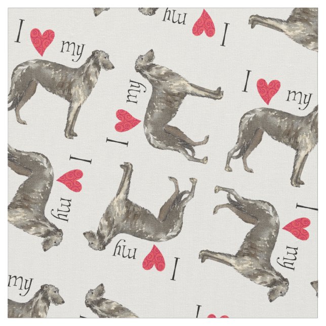I Love my Scottish Deerhound Fabric (Close Up)