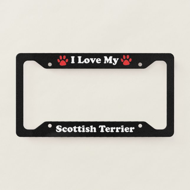 I Love My Scottish Terrier Dog License Plate Frame (Front)