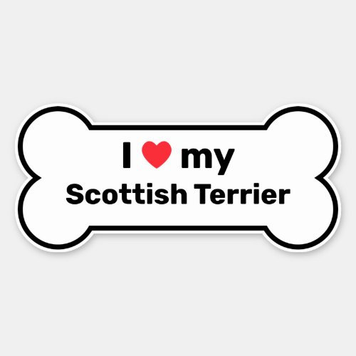 I Love My Scottish Terrier Long Name Dog Bone Sticker