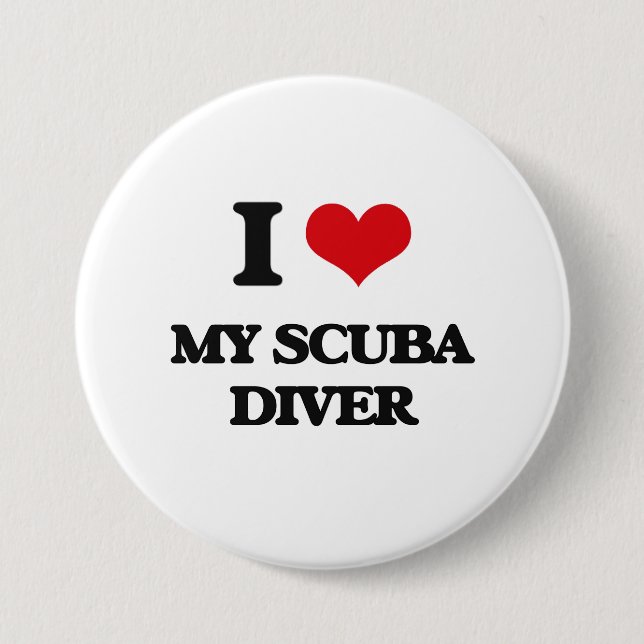 I Love My Scuba Diver Pinback Button (Front)