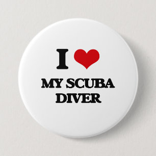 I Love My Scuba Diver Pinback Button