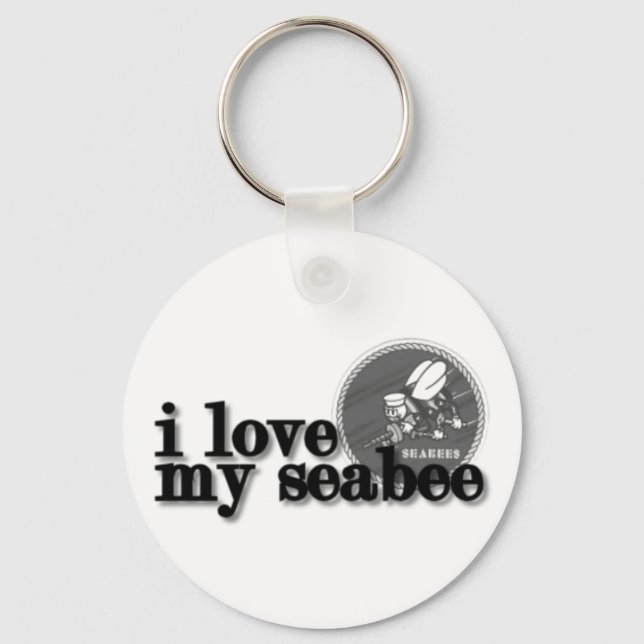 I love my Seabee with Seabee logo Keychain (Front)