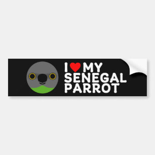 I LOVE MY SENEGAL PARROT BUMPER STICKER