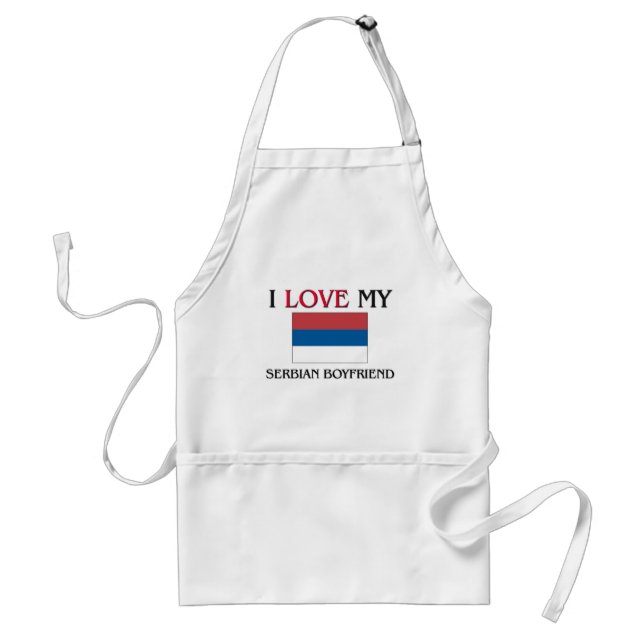 I Love My Serbian Boyfriend Adult Apron (Front)