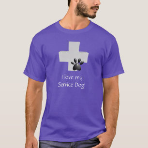 I Love My Service Dog Cross and Paw T-Shirt