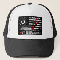 I Love My Sheepadoodle Cute Dog Owner Gift US Flag