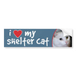 I Love My Shelter Cat Bumper Sticker-All-White Cat Bumper Sticker