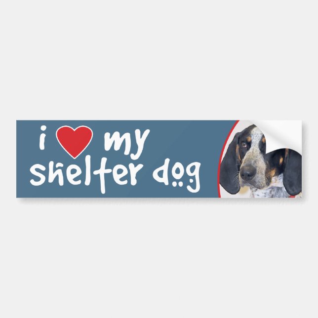 I Love My Shelter Dog Bluetick Coonhound Bumper Sticker (Front)