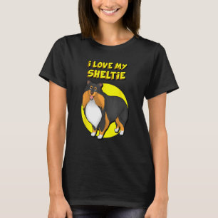 I Love My Sheltie Black White & Tan Shetland Sheep T-Shirt