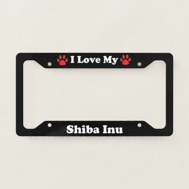 I Love My Shiba Inu Dog License Plate Frame (Front)