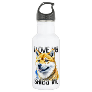 I Love My Shiba Inu   Dog Owner  Stainless Steel Water Bottle