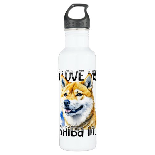 I Love My Shiba Inu  Dog Owner  Stainless Steel Water Bottle