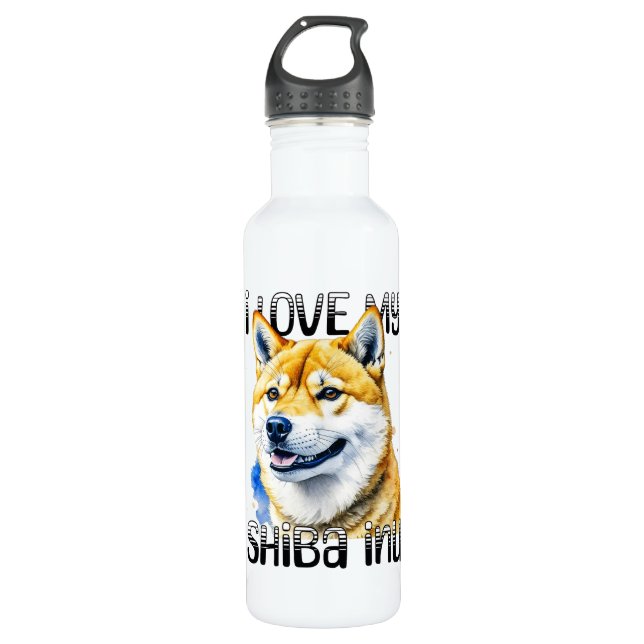 I Love My Shiba Inu | Dog Owner  Stainless Steel Water Bottle (Front)