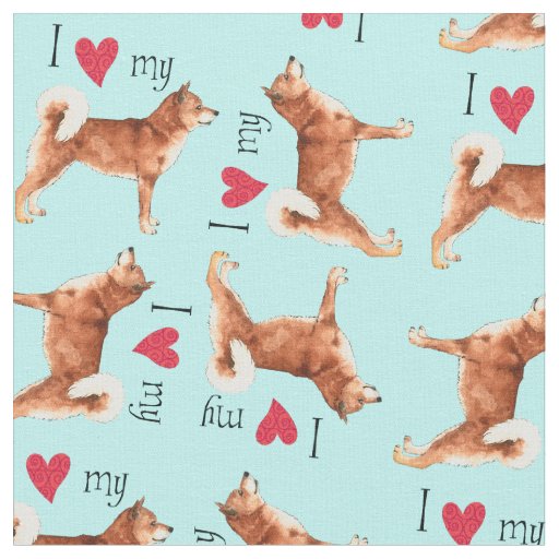 I Love my Shiba Inu Fabric