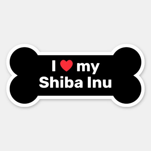 I Love My Shiba Inu Short Black Custom Dog Bone Sticker