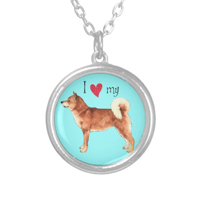 I Love my Shiba Inu Silver Plated Necklace (Front)