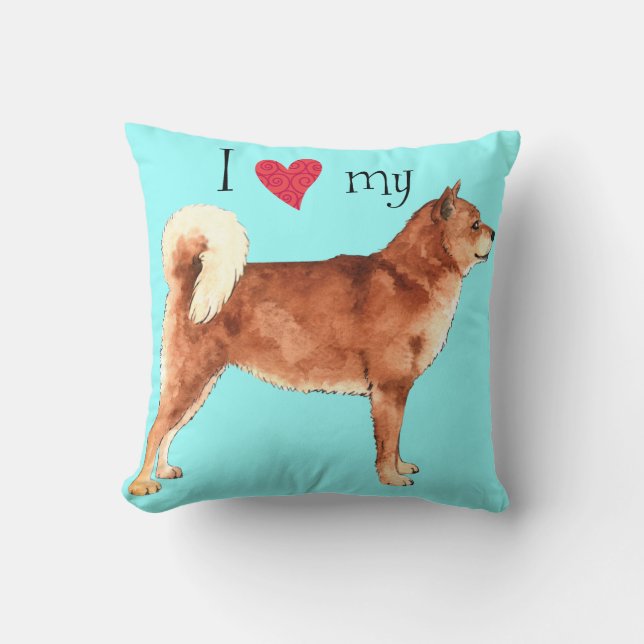 I Love my Shiba Inu Throw Pillow (Front)