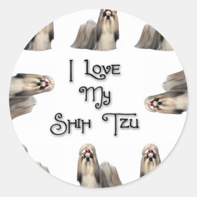 I Love My Shih Tzu Classic Round Sticker (Front)