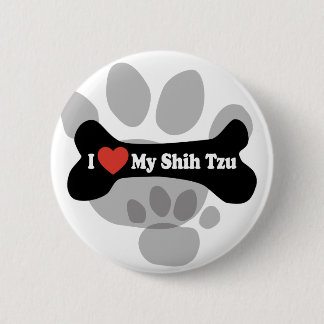 I Love My Shih Tzu - Dog Bone Button