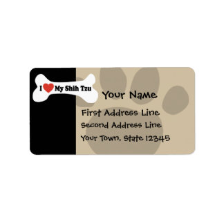 I Love My Shih Tzu - Dog Bone Label