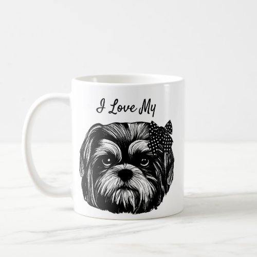 I Love My Shih Tzu dog with bow Original art Coffee Mug