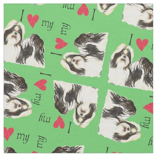 I Love my Shih Tzu Fabric