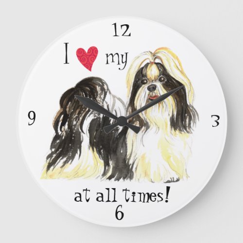 I Love my Shih Tzu Large Clock