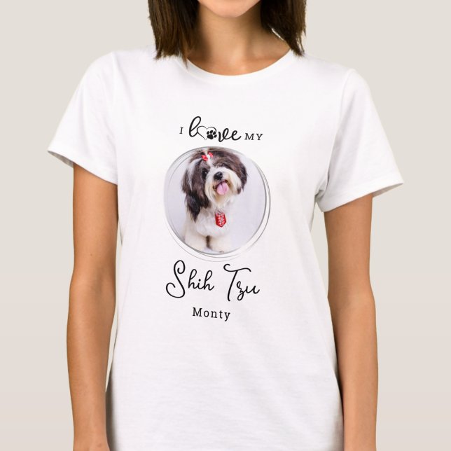 I Love My Shih Tzu Personalized Cute Pet Dog Photo T-Shirt (Creator Uploaded)