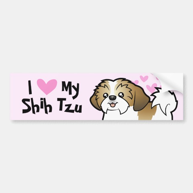 I Love My Shih Tzu (puppy cut) Bumper Sticker (Front)