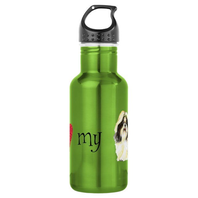 I Love my Shih Tzu Stainless Steel Water Bottle (Front)