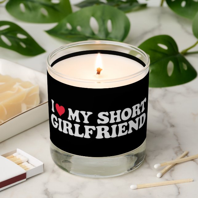 I Love My Short GF Girl Boy Couple Valentines Day  Scented Candle (Lit)