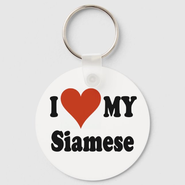 I Love My Siamese Cat Merchandise Keychain (Front)