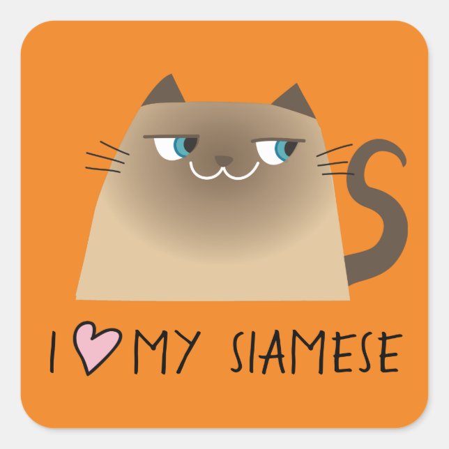 I Love My Siamese Cat Sticker Cute Gift (Front)