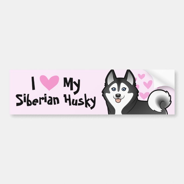 I Love My Siberian Husky / Alaskan Malamute Bumper Sticker (Front)