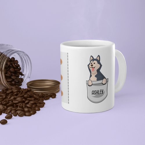 I Love My Siberian husky Dog Pet Glowing Heart Coffee Mug