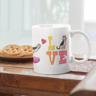 I Love My Siberian husky Dog Pet Glowing Heart Coffee Mug