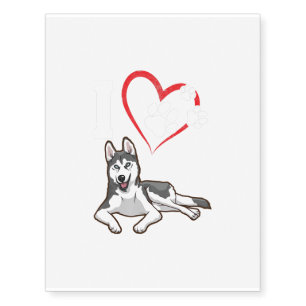 I Love My Siberian Husky Dog Temporary Tattoos